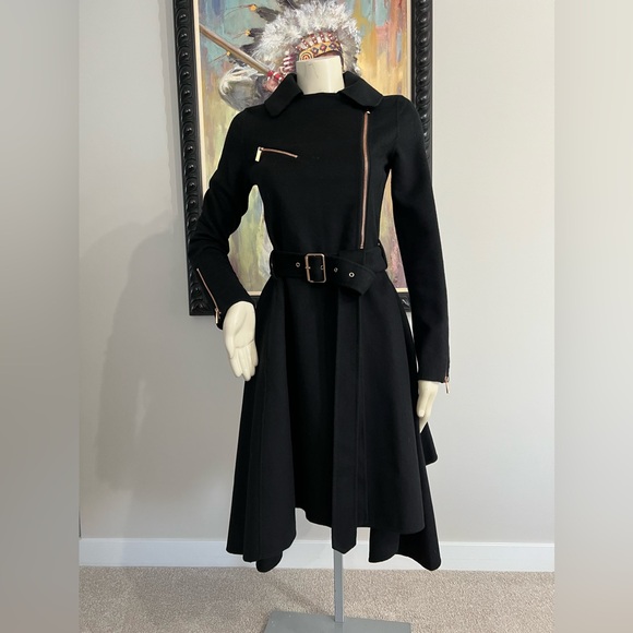 NET BCBGMAXAZRIA BLACK RYAN WOOL BLEND TRENCH COAT SZ XXSMALL - Picture 3 of 11